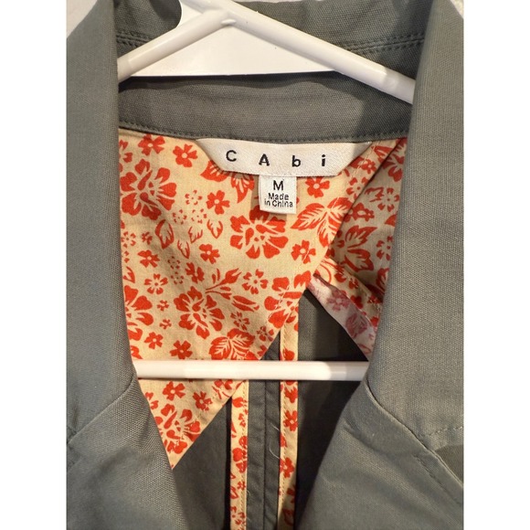 Cabi Womens Gray Blazer Jacket Floral Lined Button Front Size Medium - Picture 2 of 7